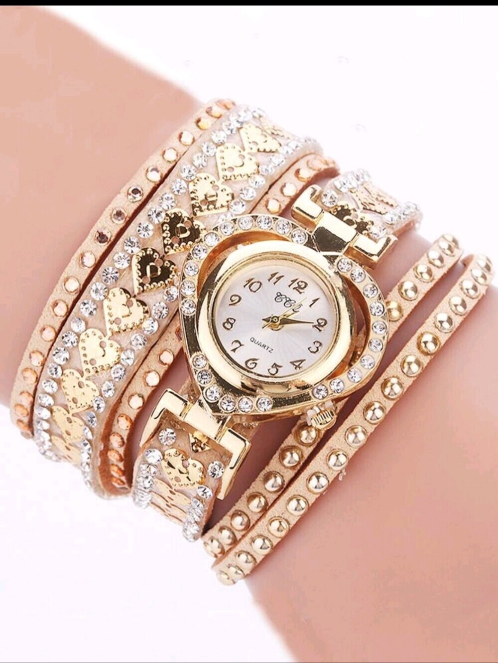 Rose Gold Heart Wrap Watch Bracelet - Women Accessories